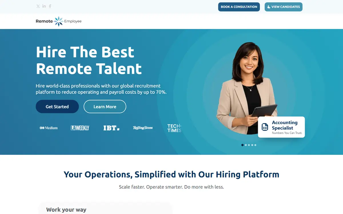 Homepage of the Remote Employee website